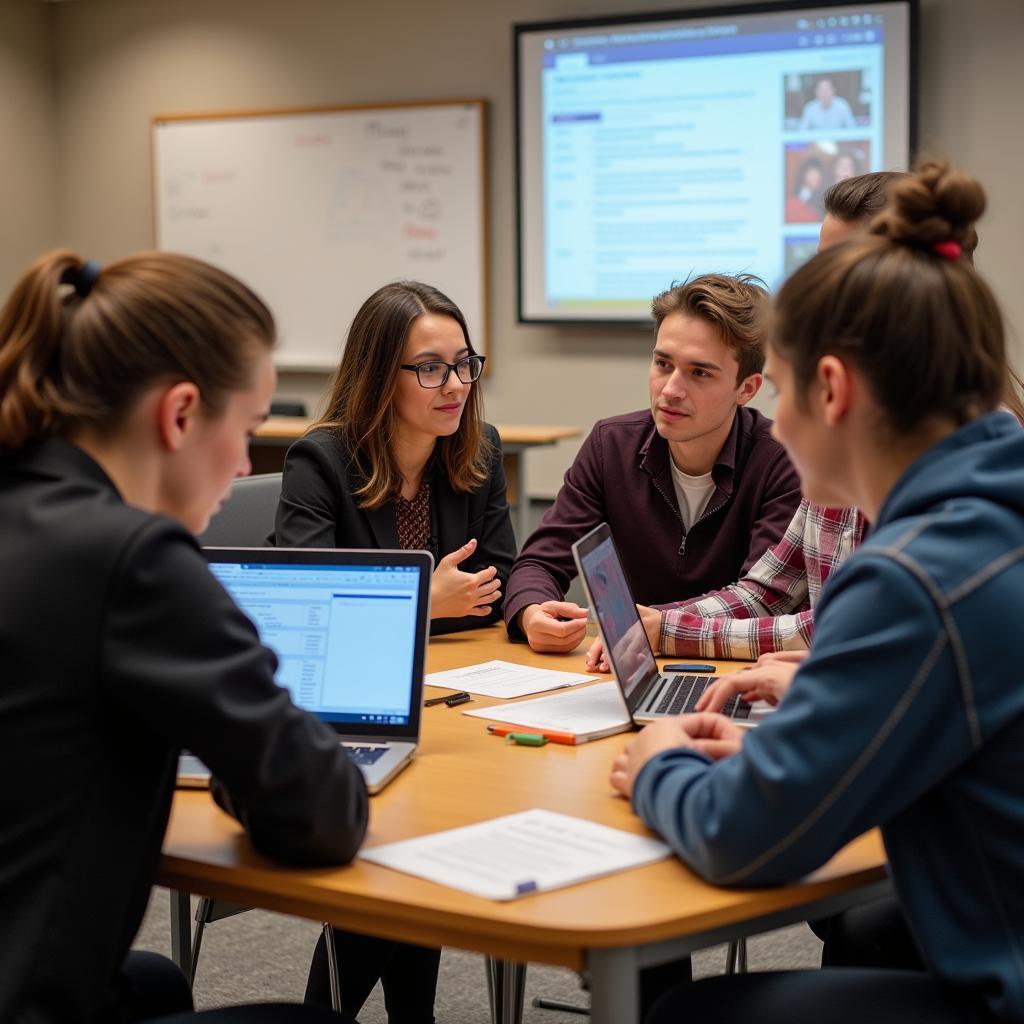 Students engaging in interdisciplinary learning discussion