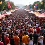 People celebrating at international cultural festival