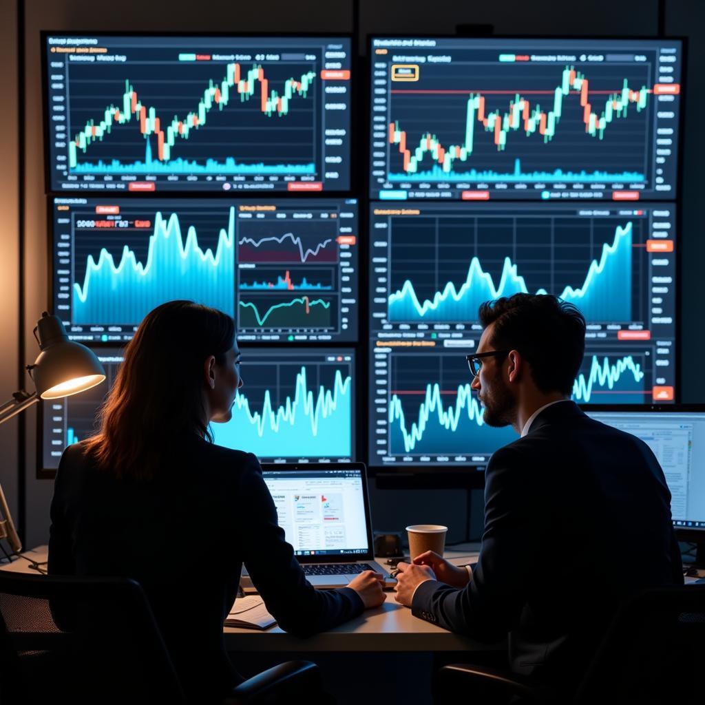 Professional investors analyzing diversified portfolio performance