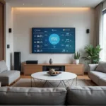 Smart home devices connected through IoT network showing various applications