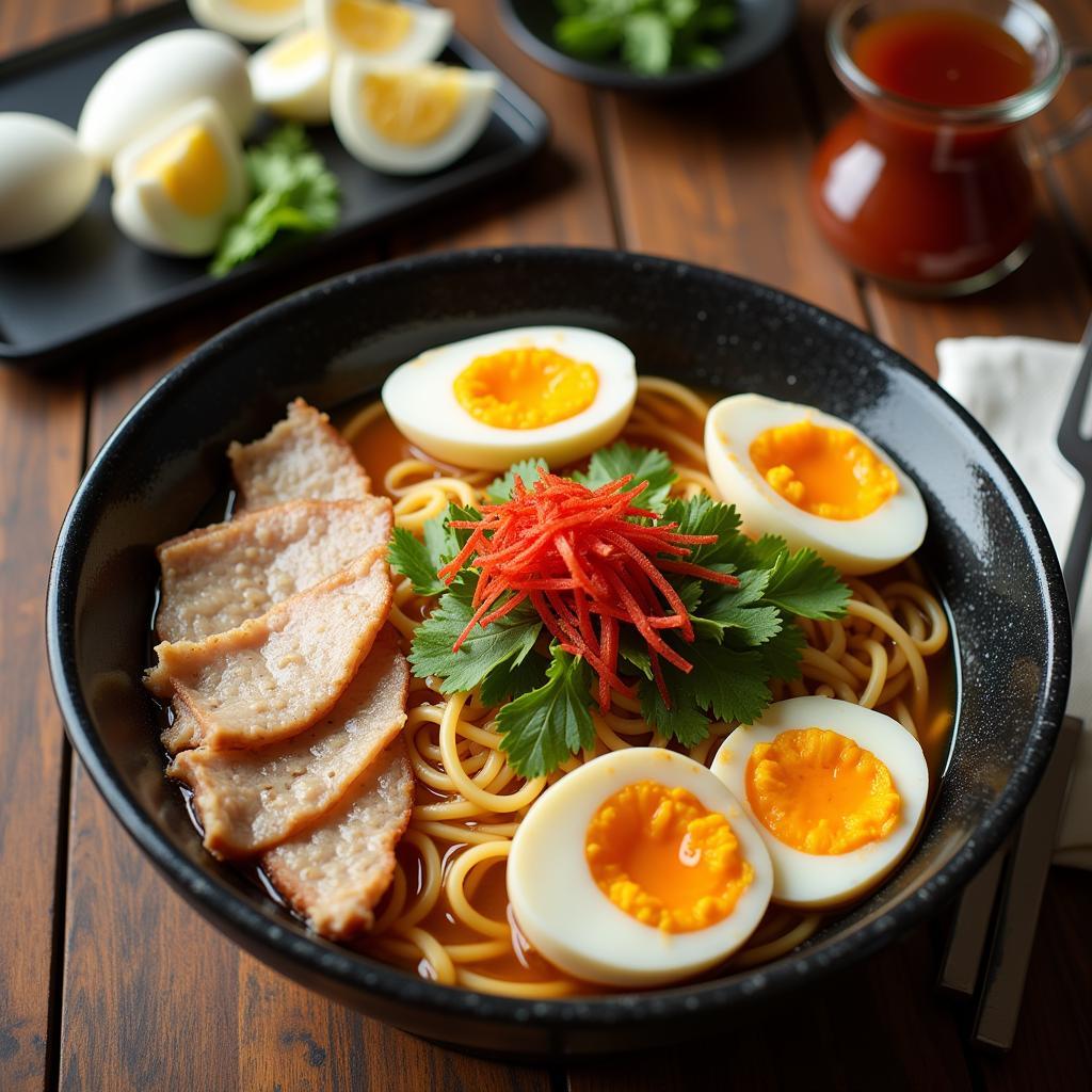 Traditional Japanese ramen preparation process