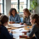 High school students learning practical life skills in modern classroom setting