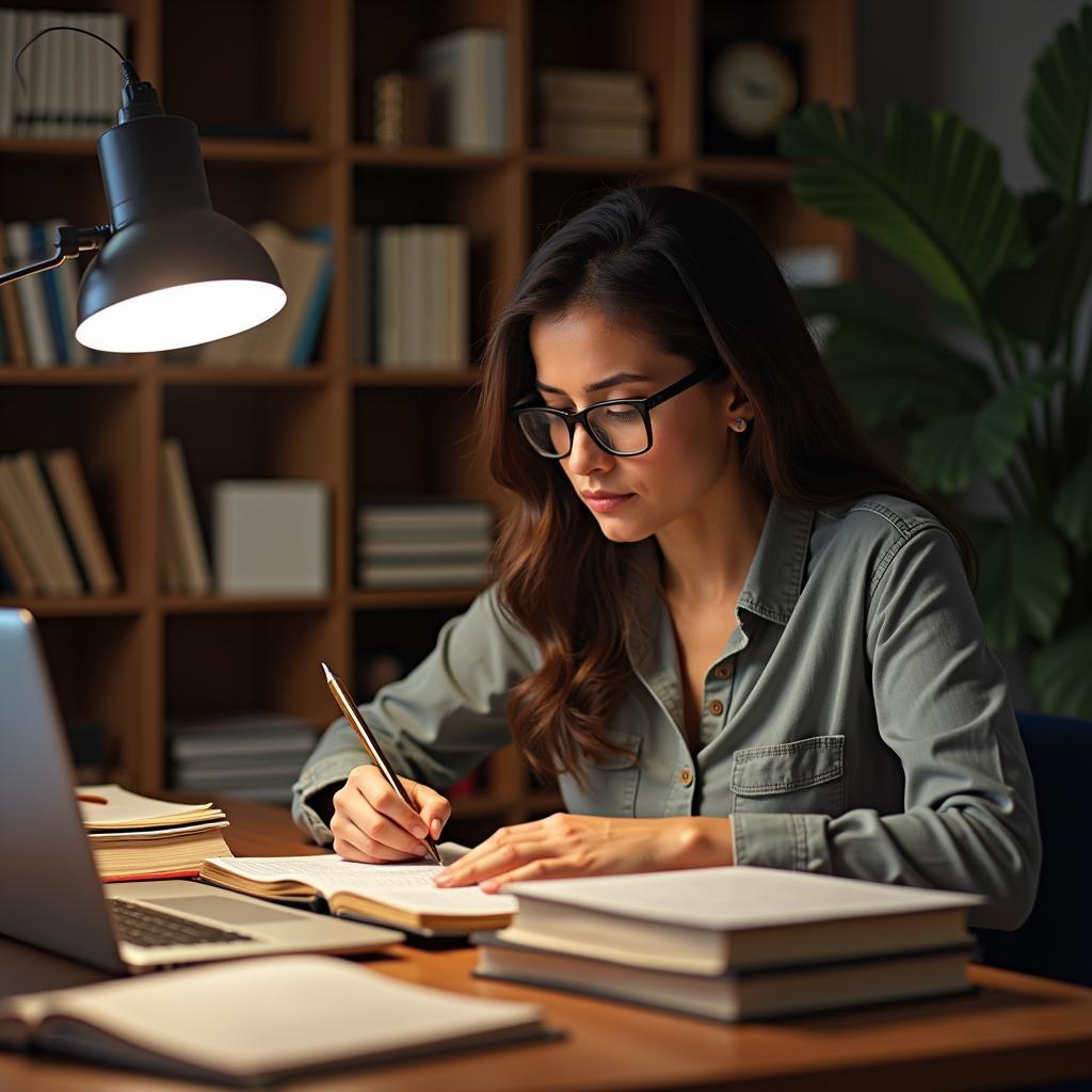 Professional studying at desk highlighting importance of continuous learning