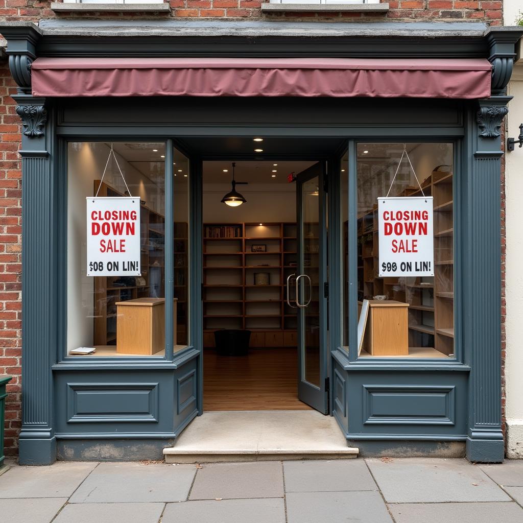 Local store displaying closing down sale signage due to online competition