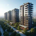 Modern luxury housing developments in urban skyline illustrating housing market dynamics