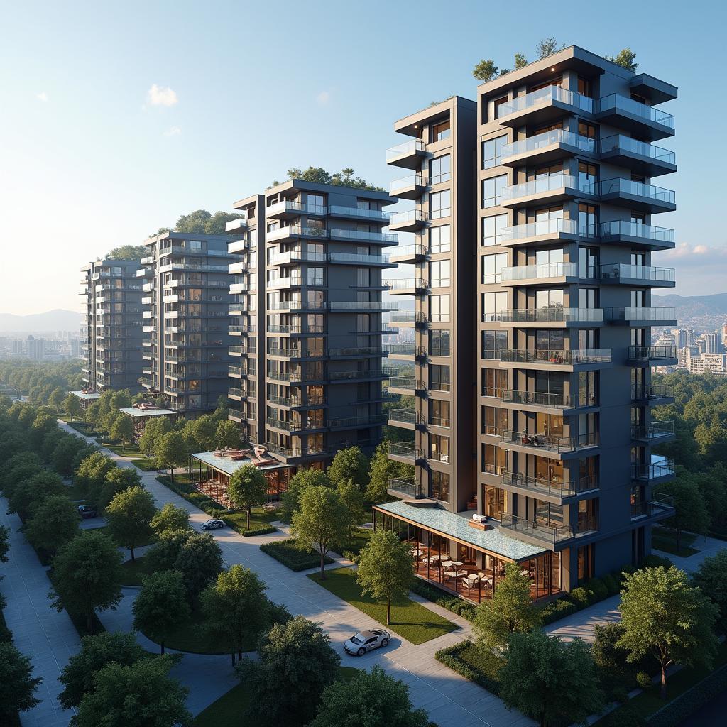 Modern luxury housing developments in urban skyline illustrating housing market dynamics