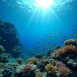 Marine conservation efforts showing recovering coral reef ecosystem