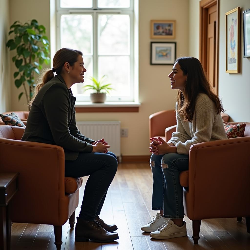 School counselor providing mental health support to student
