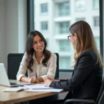 Professional mentor giving career advice to mentee