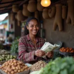 Micro-loan helping small business owner in developing country