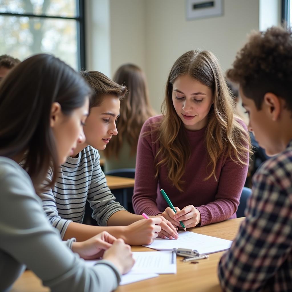 Students collaborating in mixed-gender learning environment
