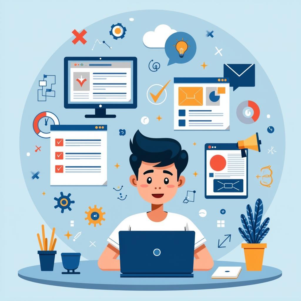 Person struggling with work-life balance and digital distractions