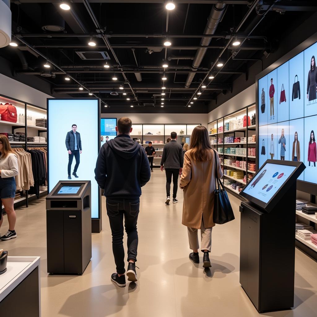 Modern retail store incorporating digital technology with traditional shopping experience
