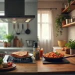 Modern and traditional cooking methods side by side