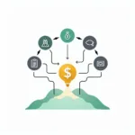 Multiple income streams concept showing various revenue channels