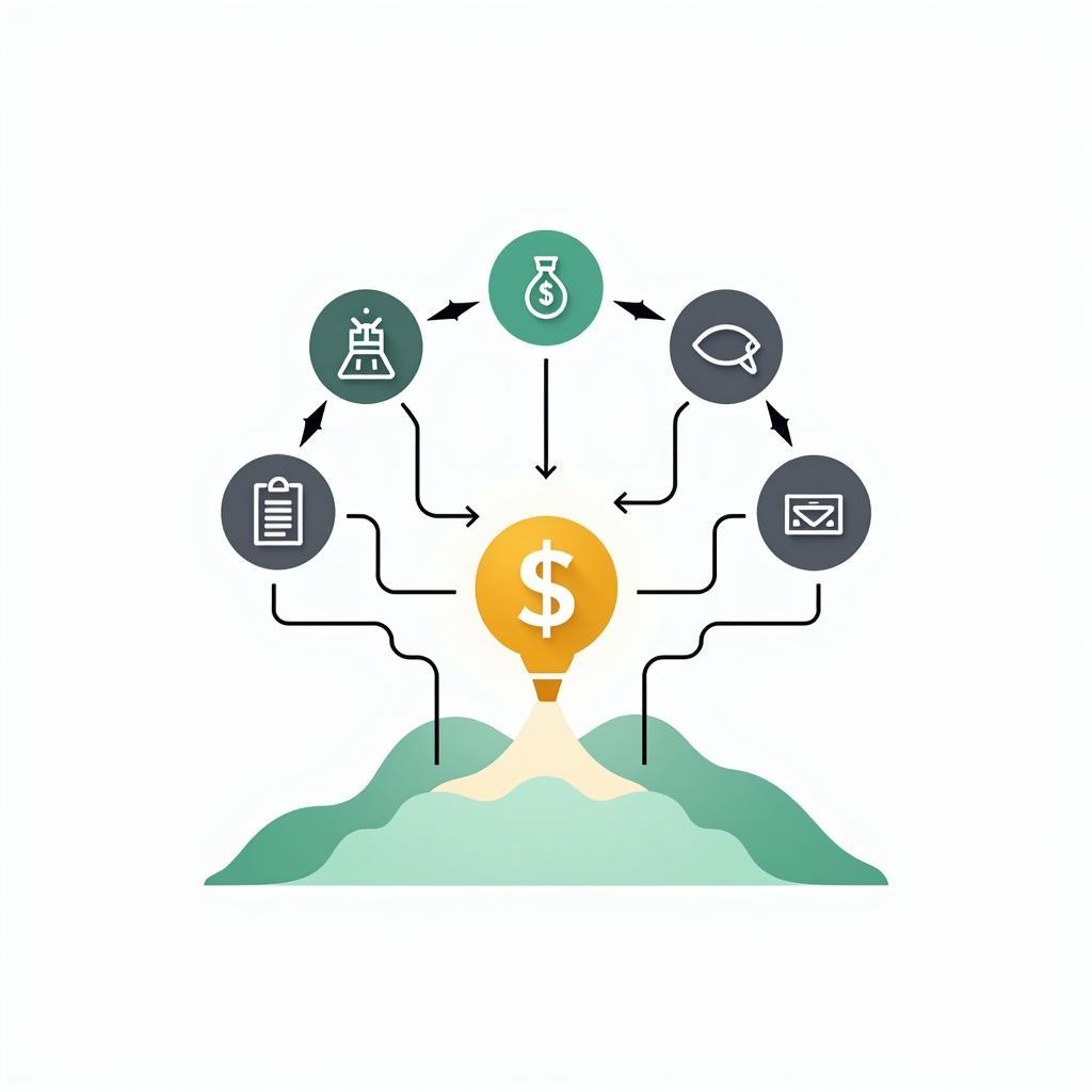 Multiple income streams concept showing various revenue channels