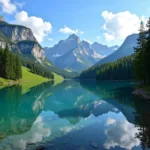 Beautiful natural landscape with mountains and lakes demonstrating pristine environment