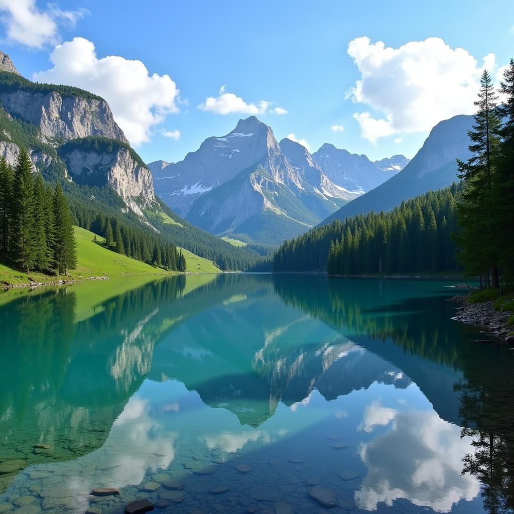 Beautiful natural landscape with mountains and lakes demonstrating pristine environment