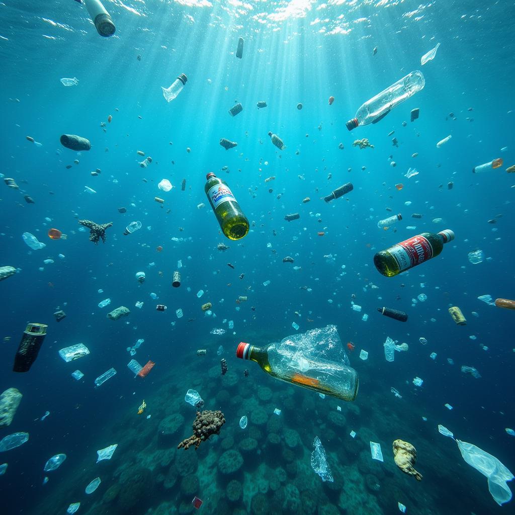 Marine pollution caused by single-use plastics affecting ocean ecosystems