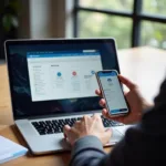 Modern online banking services showing digital transactions