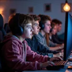 Young people playing online games with visible behavioral effects