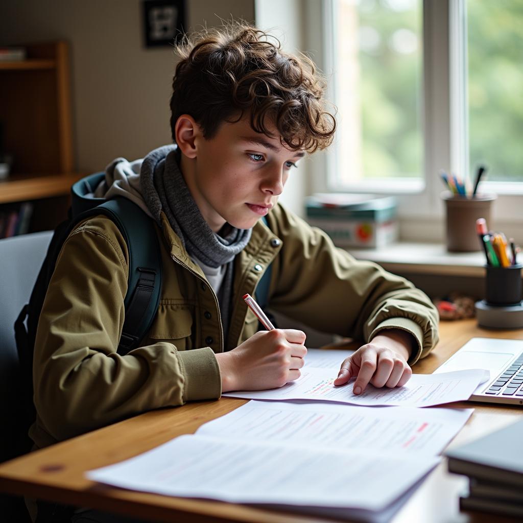IELTS candidate preparing for speaking test about outdoor adventures