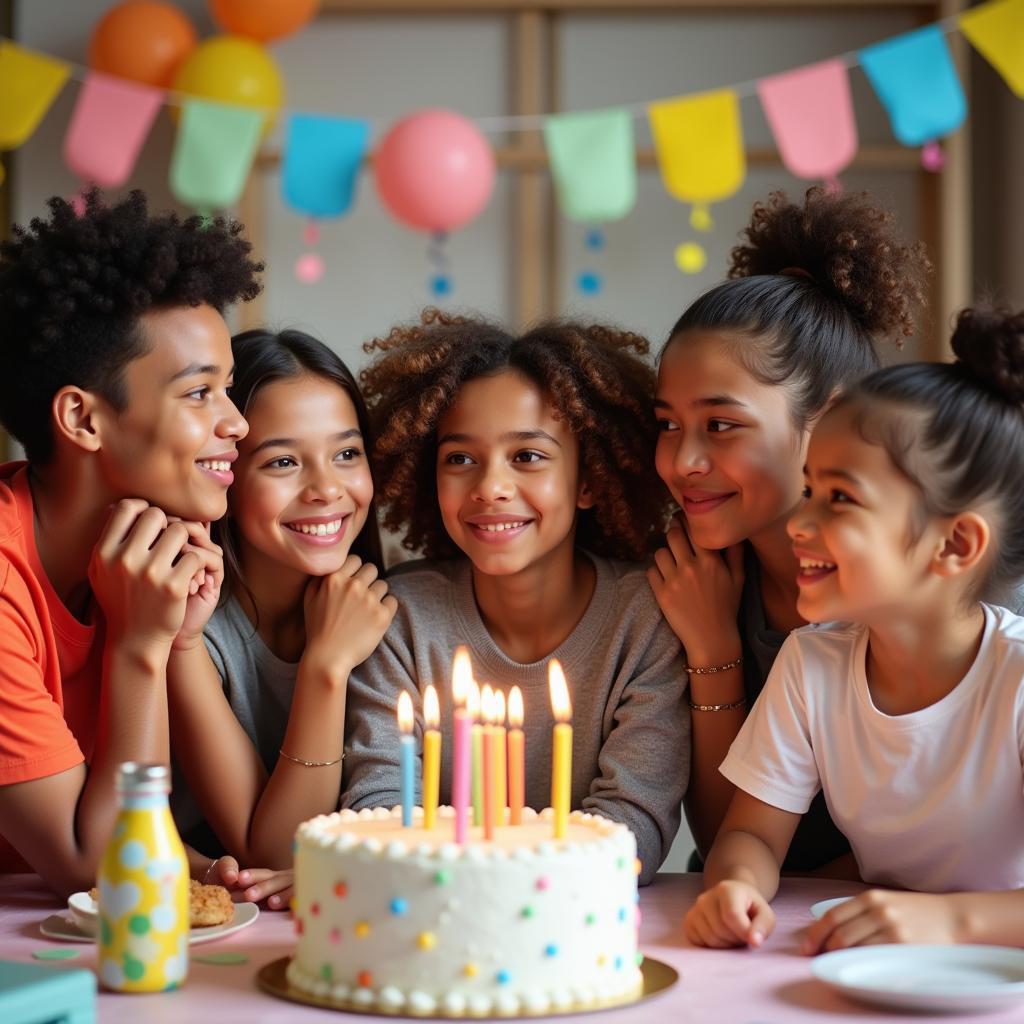 Friends Celebrating at a Birthday Party