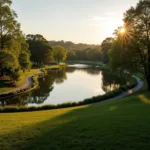 Tranquil scene in Central Park with morning light