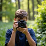 Person engaging in photography as a serious hobby