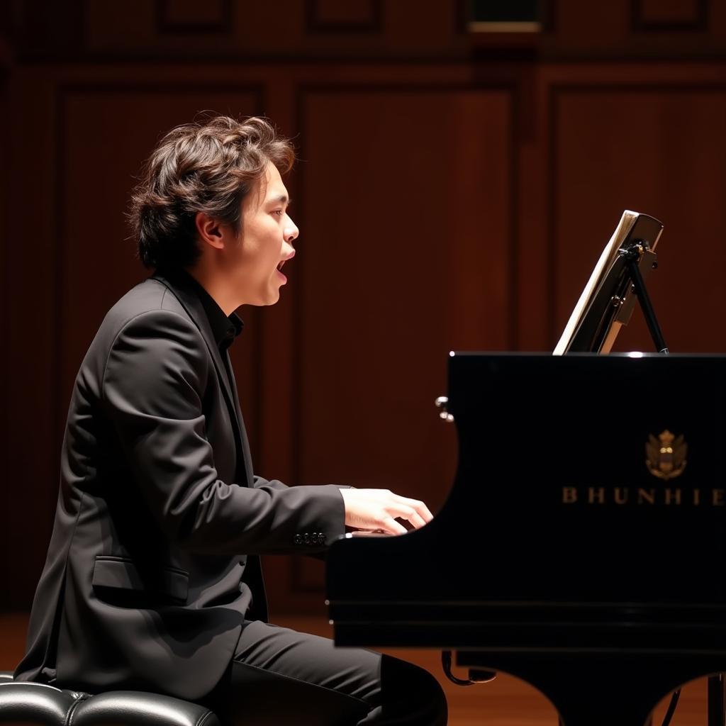 Professional pianist performing at prestigious concert venue