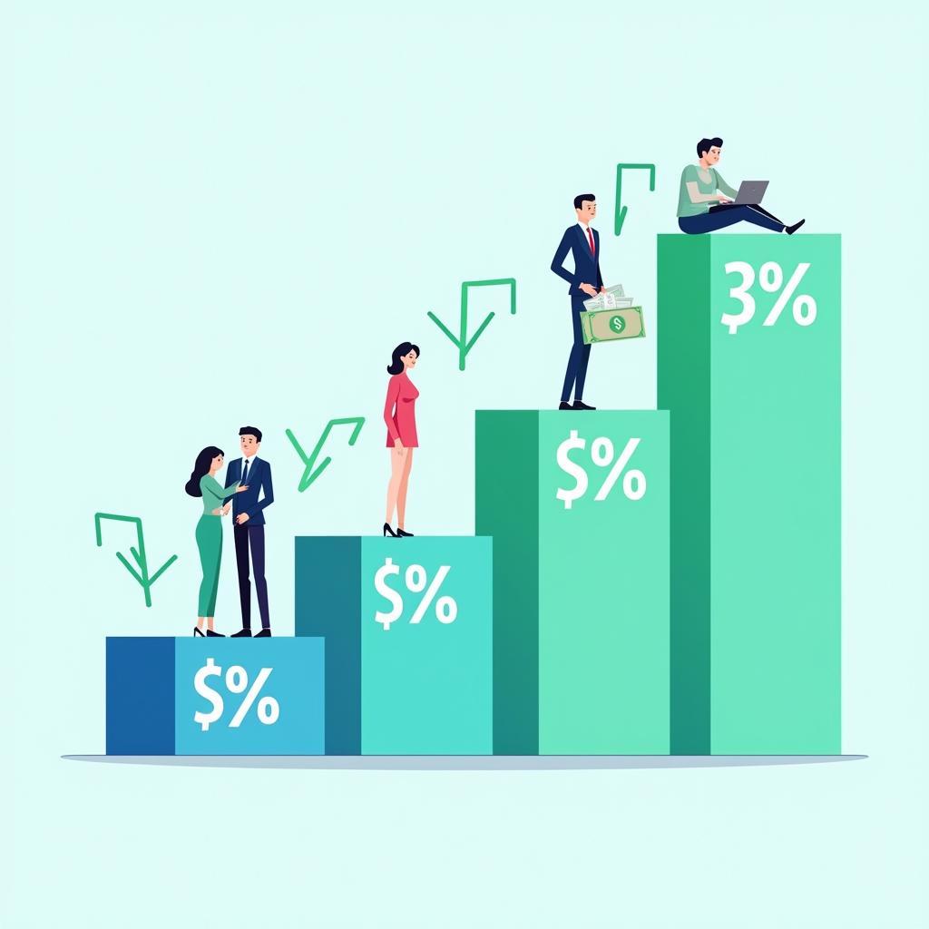 Progressive taxation and income inequality concept with tax brackets and social impact