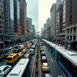 Comparison of traffic congestion with and without public transportation