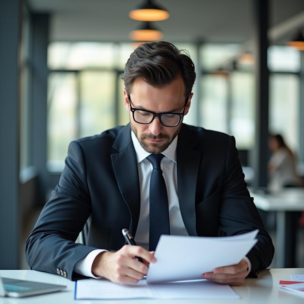 Professional making quick decision in office environment
