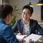 Student discussing reading habits during IELTS speaking interview