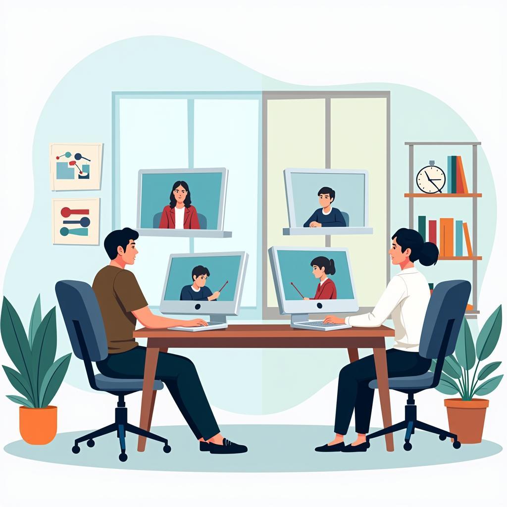 Remote work impact on company culture showing virtual meetings and collaboration