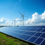 Renewable energy installations including solar panels and wind turbines
