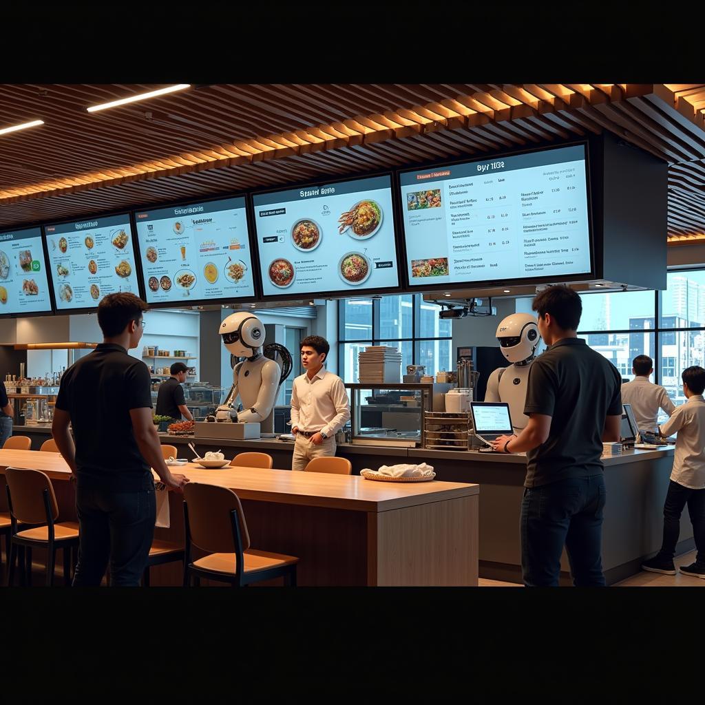 Modern restaurant utilizing advanced technology