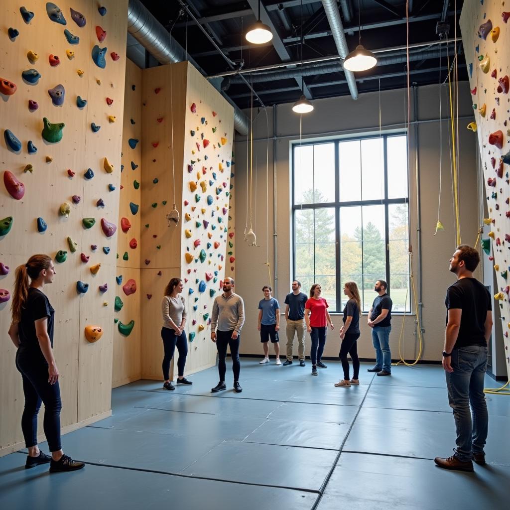 Indoor Rock Climbing Training Facility with Professional Equipment