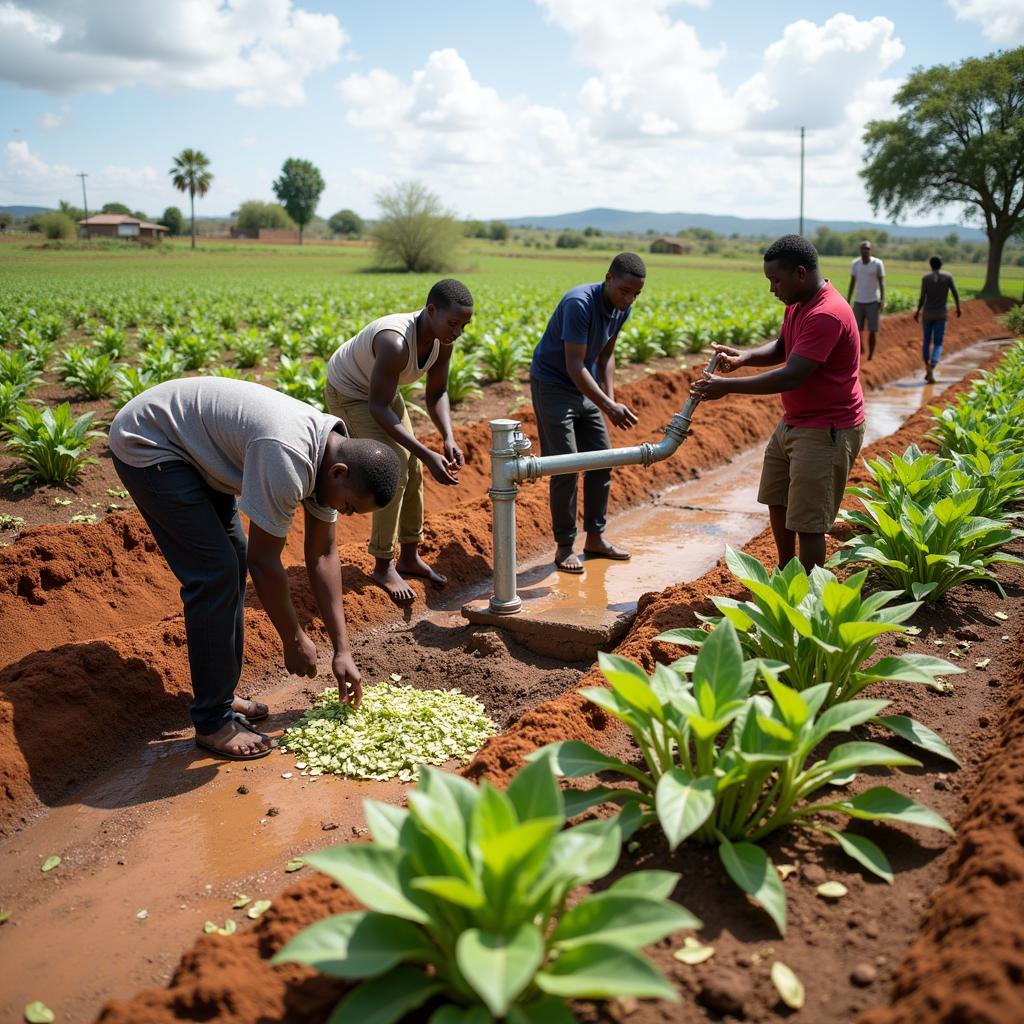 Rural community implementing climate adaptation measures