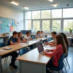 Safe and inclusive classroom environment with diverse students and modern facilities