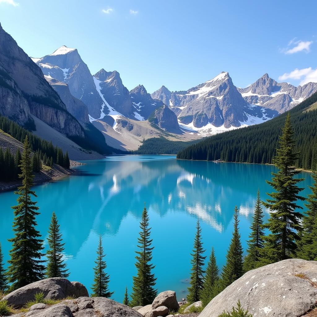 Beautiful Mountain Lake Tourist Destination
