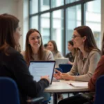 Students participating in gender-segregated classroom discussion