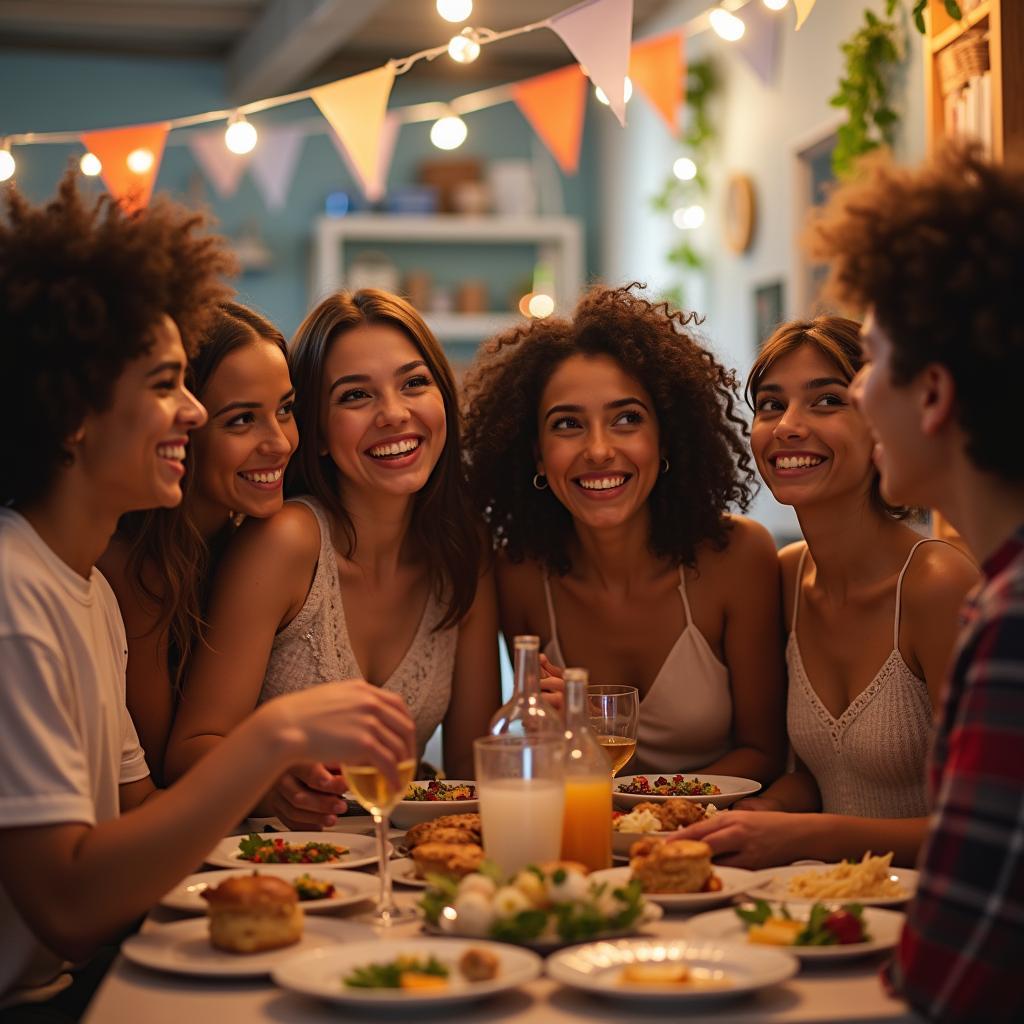 Friends Celebrating at a Social Gathering