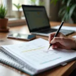 Student planning individual project at desk