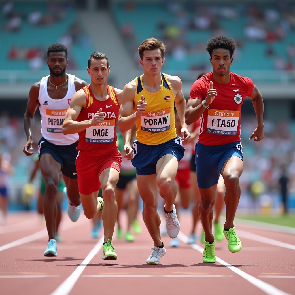 Athletes from different nations competing respectfully in international tournament