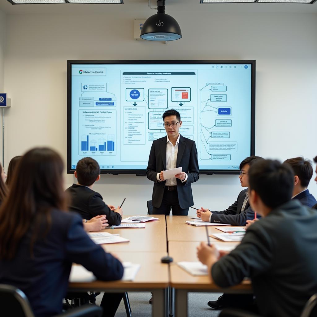 Students learning in standardized curriculum classroom setting