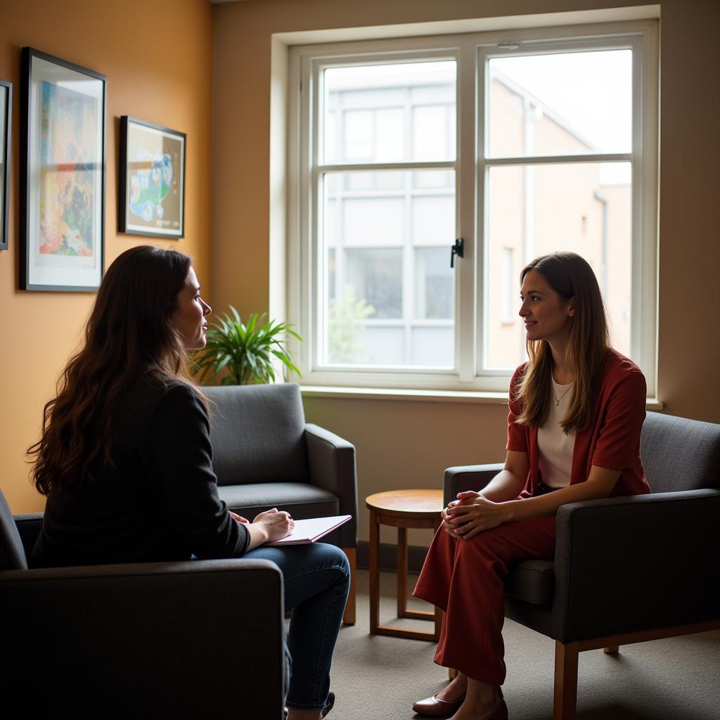 Professional counseling session at university mental health center