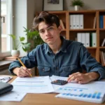 Student analyzing financial planning options for education loans