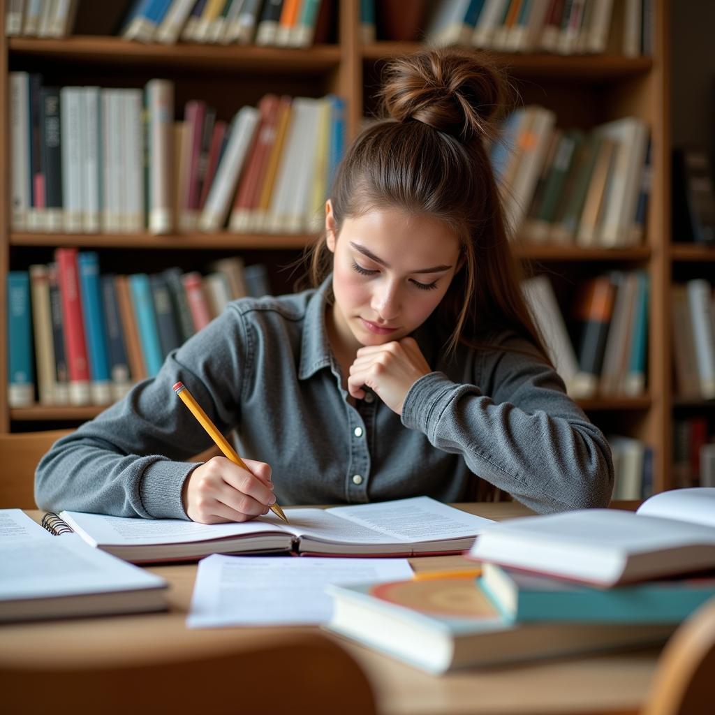Student Working Diligently Towards Academic Goals
