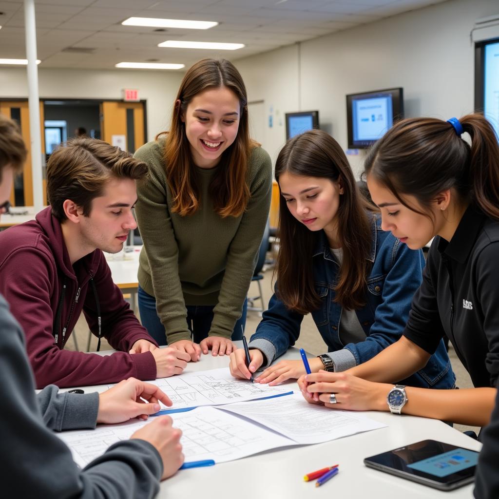 Students working on collaborative interdisciplinary project